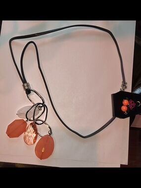 Fashion Orange Pendant Necklace for Women - Leather Cord